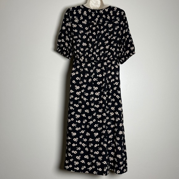 Free Assembly Womens Midi Dress S Black Tan Floral Babydoll Fairy Cottage 90s - Picture 3 of 9